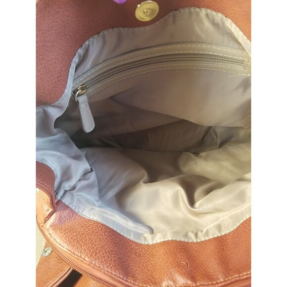 Clark's Women's Large Burnt Orange 3 Compartment Vegan Leather Handbag Tassels - Picture 9 of 12